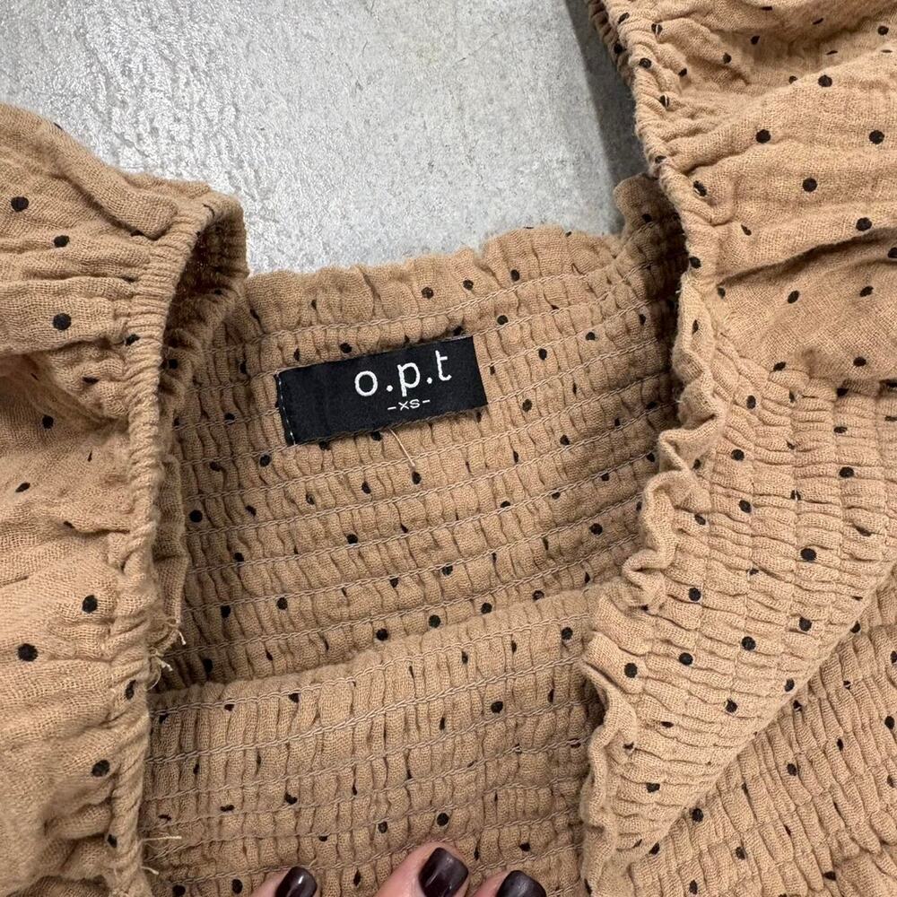 Revolve OPT gauzy cotton brown polka dot maxi dress XS - Picture 3 of 6
